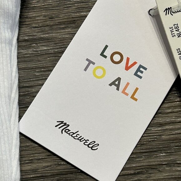 Madewell Small The Pride Brightside Crop Tank Top White Rainbow Love to All - Picture 9 of 10